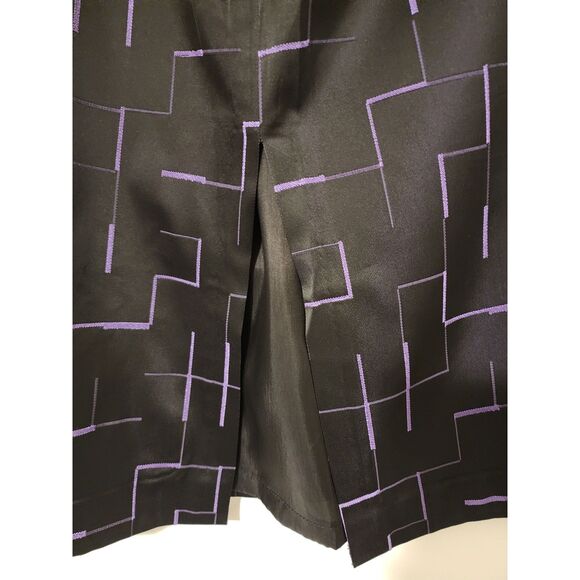 Nathalie Chaize Paris Womens Straight Skirt Size 6 Black Purple Side-Slit Lined - Picture 3 of 8